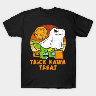 Trick Rawr Treat Dino Ghost T-rex Halloween T-Shirt